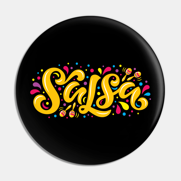 Salsa - Colorful Maracas Pin by verde