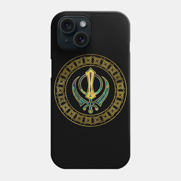Gold and Marble Khanda symbol Phone Case by Nartissima
