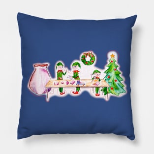 Santa's elves working Pillow