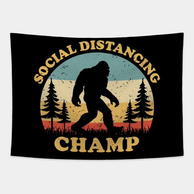 Bigfoot Social Distancing Champ Vintage Tapestry by tee_merch