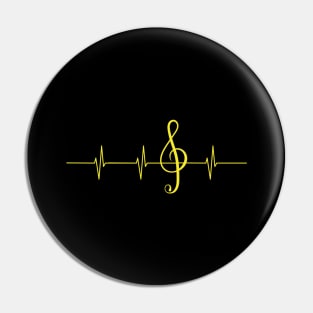 Music Heartbeat Pulse Musician Clef Pin