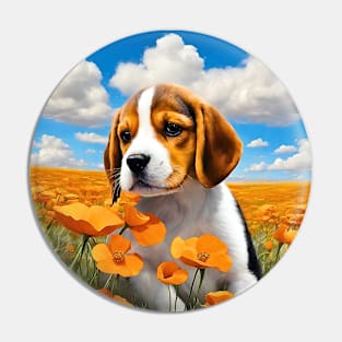 California Poppy Beagle Puppy Pin