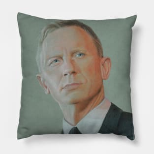 Daniel Craig Coloured encil Portrait Pillow