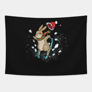 Christmas Ski Bunny Tapestry