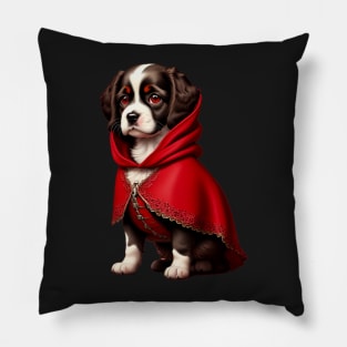 Elegant Shy Cocker Spaniel as Red Riding Hood Pillow