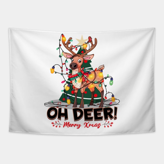 Oh Deer! Christmas Reindeer Tapestry by BankaiChu