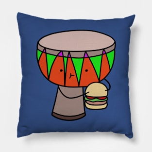 Djembe Eating a Hamburger Pillow