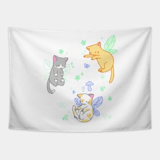 fairy kitties (green/white/blue) Tapestry