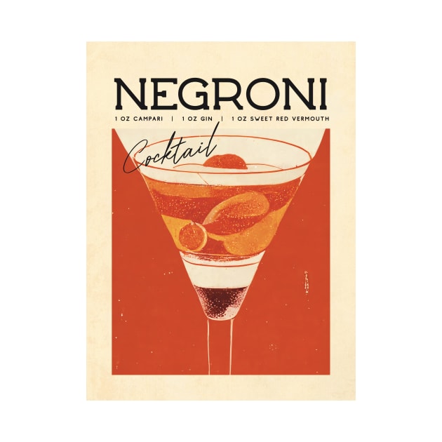 Negroni Retro Poster Flashlight Bar Prints, Vintage Drinks, Recipe, Wall Art by BetterManufaktur