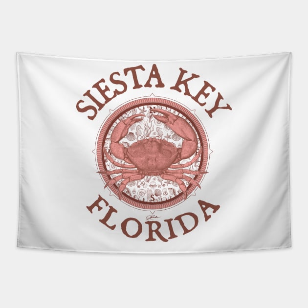 Siesta Key, Florida, Stone Crab on Wind Rose Tapestry by jcombs