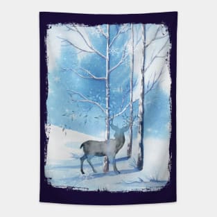 Christmas Stag Scene Tapestry