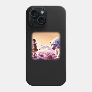 Warrior girl walking next to a polar bear Phone Case