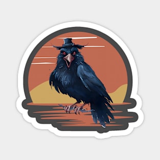 The Crow-Retro Sunset Halloween Magnet