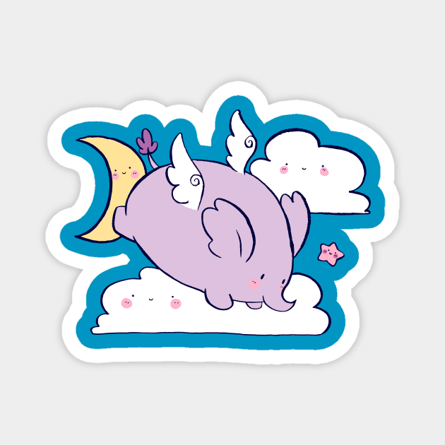 Moon Angel Elephant Magnet by saradaboru