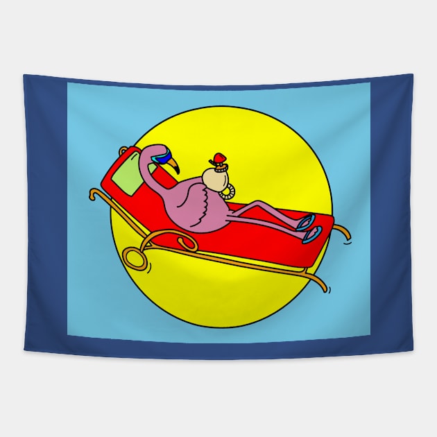 Time Out Drink Flamingo Rest Pink Bird Tapestry by flofin