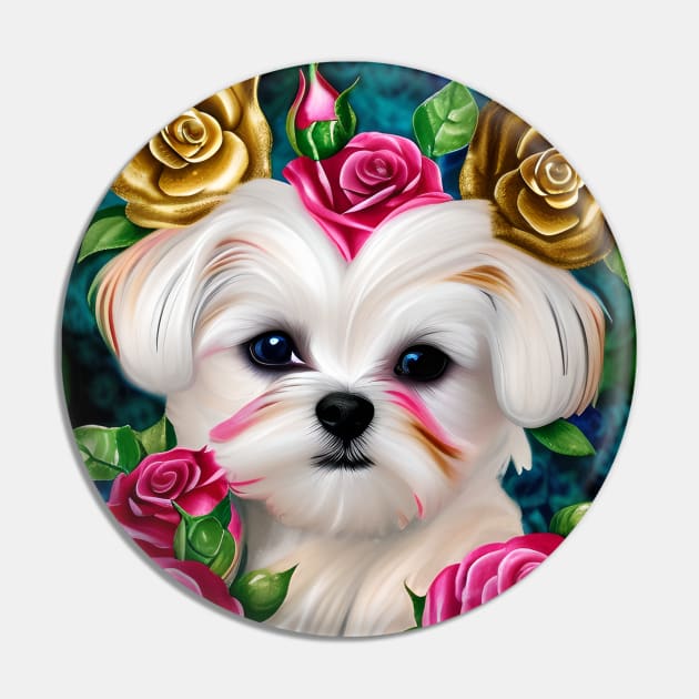 Maltese Dog Princess Pin by AnnieDreams