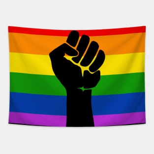 Pride Flag - Black Fist Tapestry