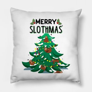 Merry Slothmas Ugly Christmas Sweatshirt Pillow