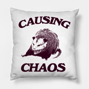 Opossum causing chaos shirt, Funny Possum Meme Pillow