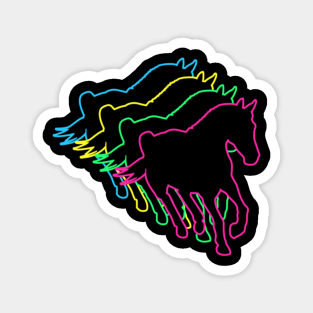 Horse 80s Neon Magnet