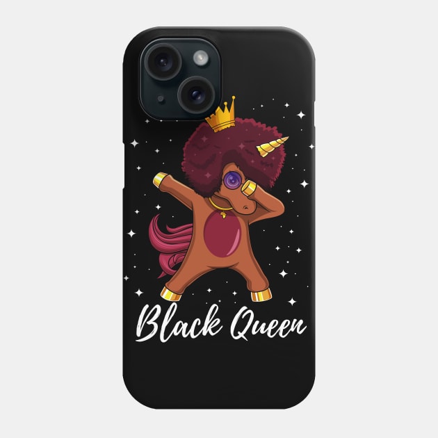 Dabbing Unicorn Afro Girl Proud Black Queen Phone Case by HCMGift