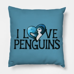 I Love Penguins Pillow