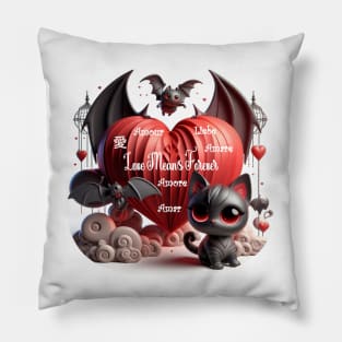 Cat & Bat - Love Means Forever Pillow