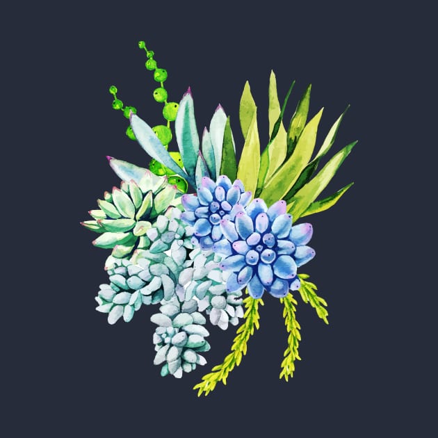 Watercolor succulent bouquet by SouthPrints