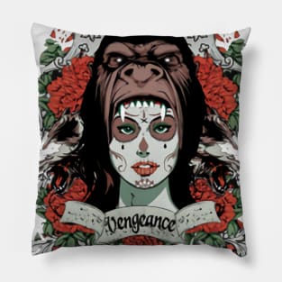 Woman in Mouth of Gorilla Vengeance Pillow