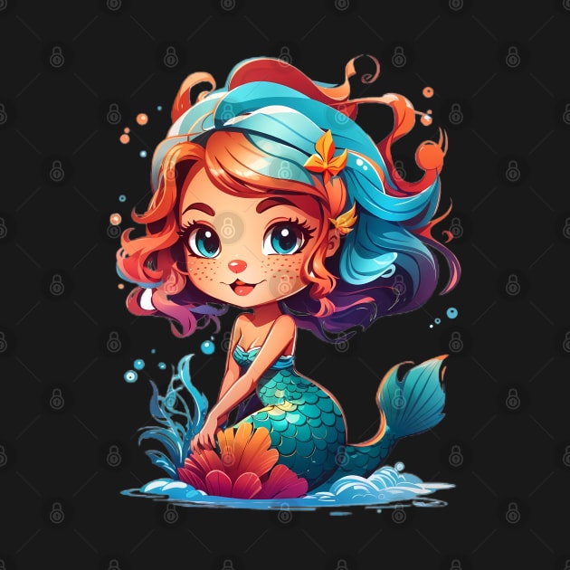 The cutest colorful mermaid by BrisaArtPrints