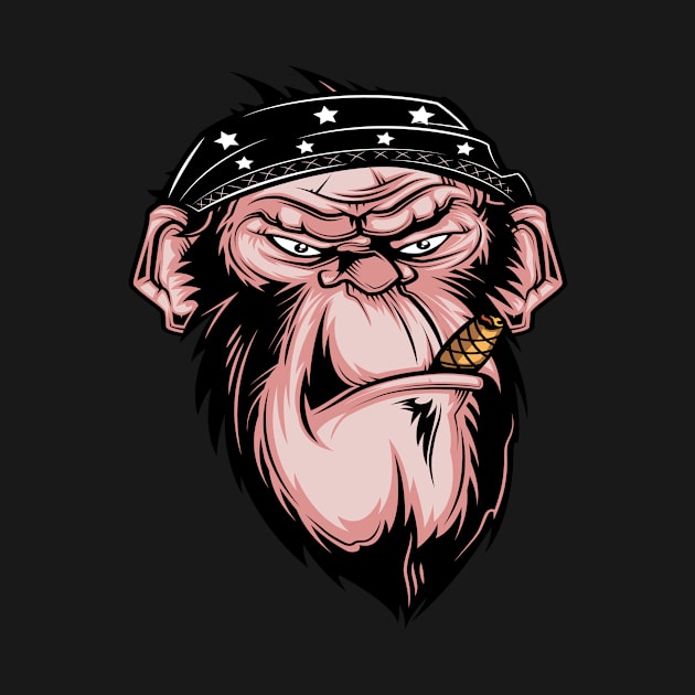 Smoking Gorilla Monkey with Cigar by Shirtjaeger