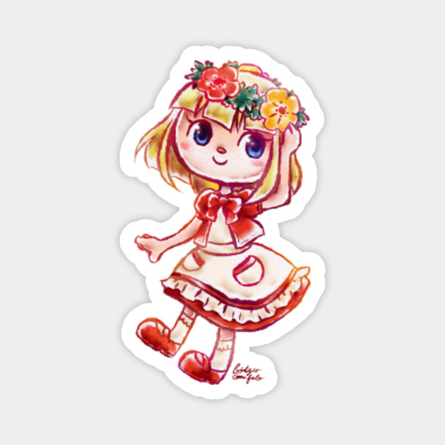 Flower Crown Villager Animal Crossing New Horizons Watercolor Cute Kawaii Anime Fan Art Animal Crossing Girl Magnet Teepublic