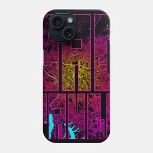 Sao Paulo, Brazil City Map Typography - Neon Phone Case