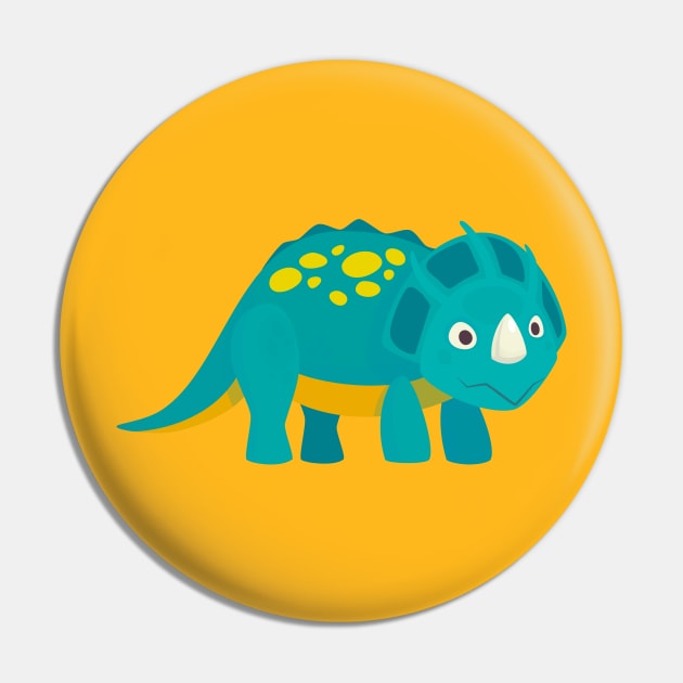 Blue Baby Dinosaur Triceratops Pin by InkyArt