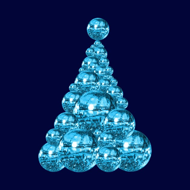 Boogie Blue Disco Ball Christmas Tree by Art by Deborah Camp