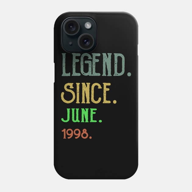 Legend Since June 1998 21th Birthday 21 Years Old Shirt Phone Case by Trendy_Designs