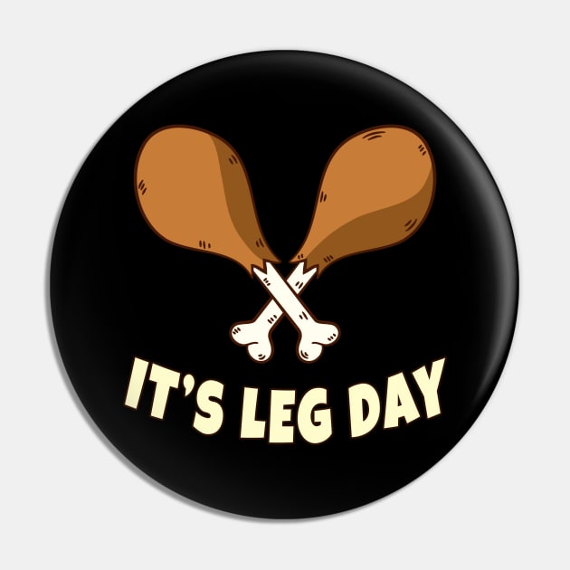 Its Leg Day Thanksgiving Funny Turkey for Gym Workout Gift Pin by Herotee