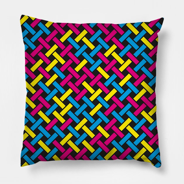 Weave Pattern (CMYK) Pillow by John Uttley