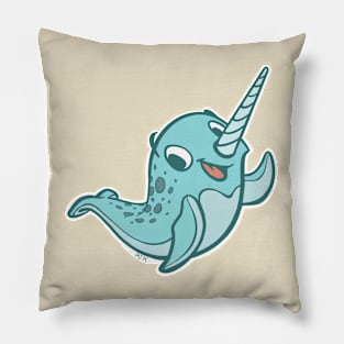 Happy Little Narwhal Waves Hi! Pillow