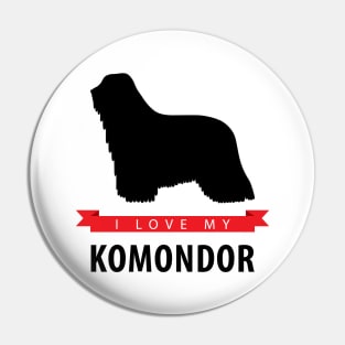 I Love My Komondor Pin