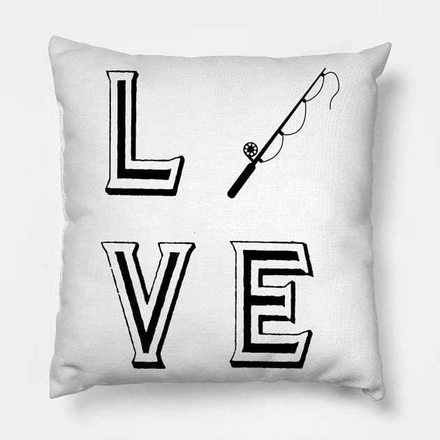 Big Love Black And White Fishing Fisherman Fan Mom Dad Husband Wife Son Daughter Gift Pillow by familycuteycom