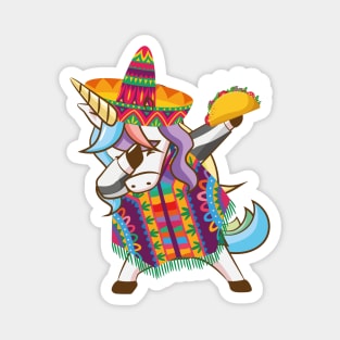 Mexican Dabbing Unicorn Cinco De Mayo Poncho Sombrero Taco Magnet