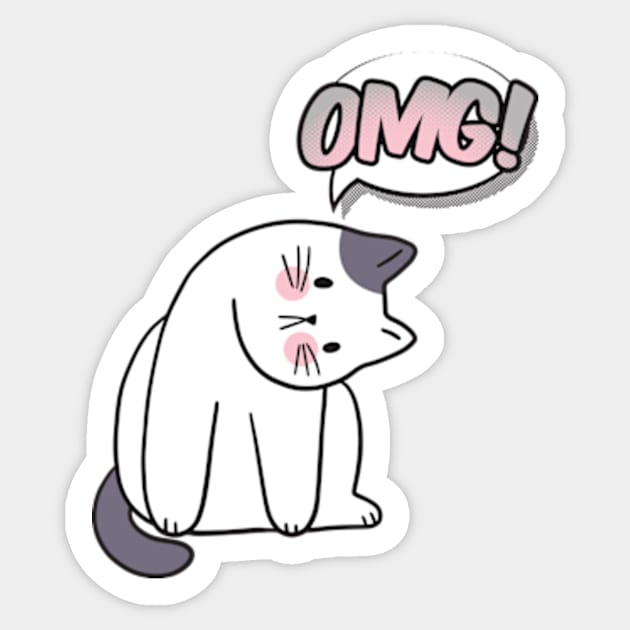Shocked Kawaii Cat' Sticker