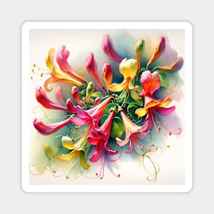 Vibrant Honeysuckle Decor - Watercolor Flower Magnet