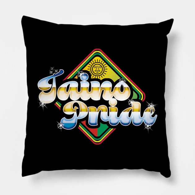 Taino Pride 80's Style design Pillow by Coqui Tees