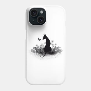 Sitting whippet with butterfly Phone Case