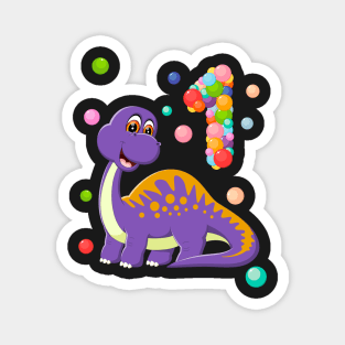 First Birthday Baby Dinosaur and bubbles Magnet