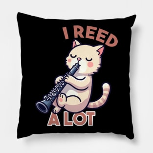 I Reed A Lot Funny Clarinet Cat Pillow