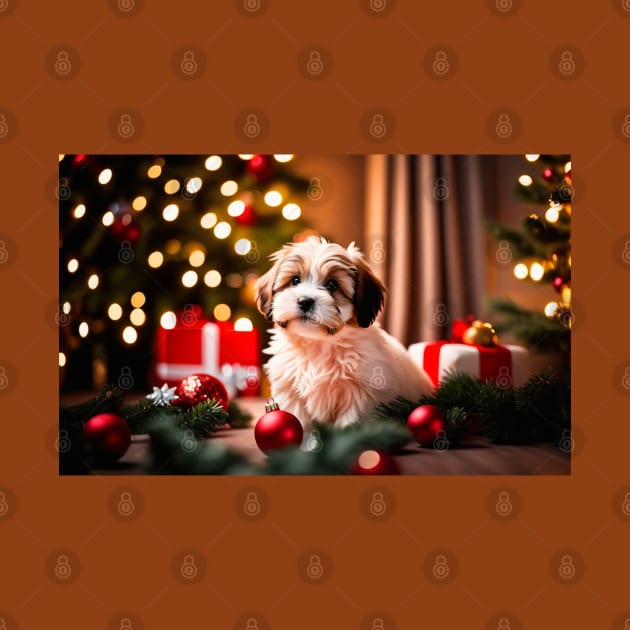 Havanese Puppy Dog with Christmas Gifts by nicecorgi