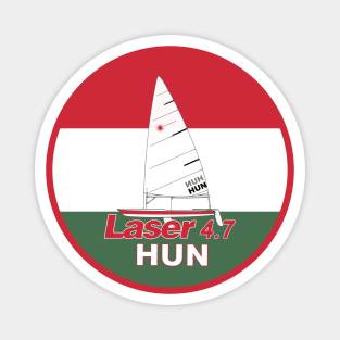 laser class sailboat on flag Hungary Magnet